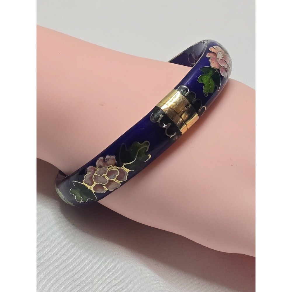 Women’s Vintage Blue cloisonné enamel floral bracelet bangle